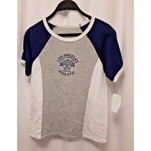 HiRes M Womens Nwt Los Angeles Athletic Dept Heather Gray White Blue T Shirt